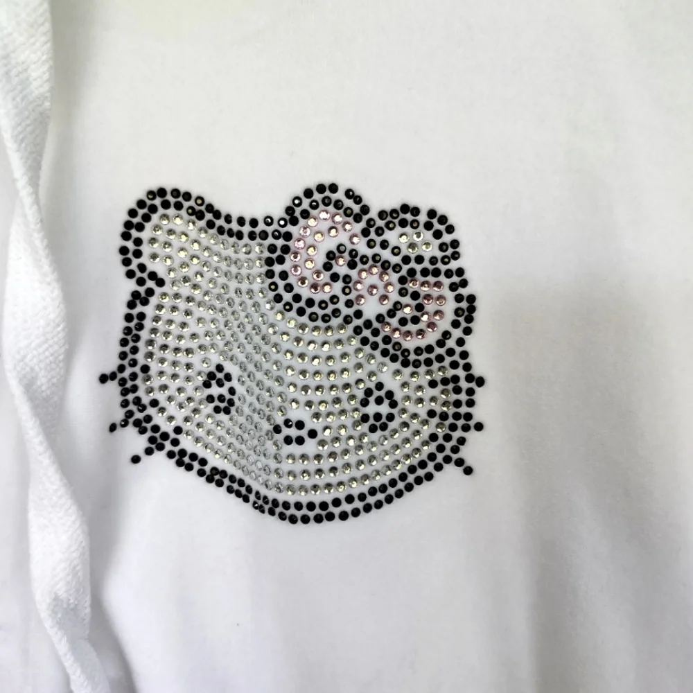 Forever 21 X Hello Kitty White Velour Cropped Hoodie with Rhinestones Rare - Picture 4 of 11